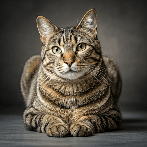 Gato adulto descansando de forma confortável, com expressão dócil