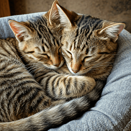 Dois gatos deitados juntos, demonstrando vínculo forte e sensação de aconchego